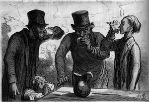 Fisiologia del bevitore: le quattro età. Caricatura di Honore Daumier. Incisione in 