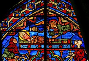 Pellegrini e un angelo sulla tomba di Tommaso Becket da French School