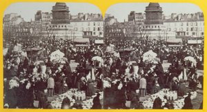 Place de la Bastille, la fiera del prosciutto, Parigi, vista stereoscopica, c.1860 da French School