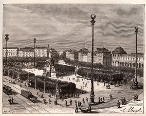 Place de la République a Parigi - incisione in 