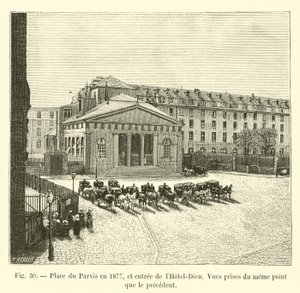 Piazza del Parvis nel 1877, e ingresso dell