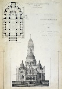 Piano e elevazione del Sacro Cuore, progetto di Mr. Abadie, fine XIX secolo