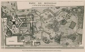 Piano del Parc de Monceau (1718), eseguito da Carmontelle per il Duca d