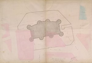 Piano che mostra le linee perimetrali della Bastiglia, 1830 da French School