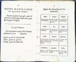 Pianeti e segni astrologici trattati con umorismo - in "Almanach pour le temps passé", di Jean Guerin da French School