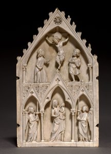 Placca: La Crocifissione e la Vergine e il Bambino con Angeli, c.1250-1270 da French School