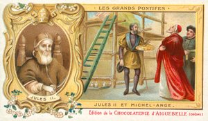 Papa Giulio II con Michelangelo da French School