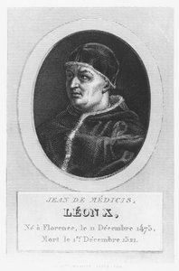 Papa Leone X, Giovanni di Lorenzo de Medici (incisione) da French School