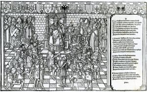Papa Urbano II presiede il Concilio di Clermont nel 1095 da French School