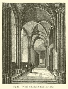 Portico della cappella alta, verso il 1840 da French School