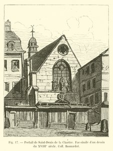 Portale di Saint-Denis de la Chartre, fac-simile di un disegno del XVIII secolo, collezione Bonnardot da French School