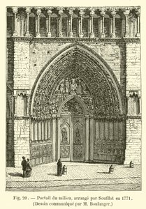 Portale centrale, sistemato da Soufflot nel 1771, Disegno comunicato da M Boulanger da French School