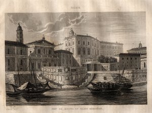 Porto di Ripetta e Palazzo Borghese - Roma - Incisione da "Italia pittoresca" - Dipinto storico e descrittivo dell