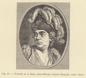 Ritratto di Le Kain, in Merope, da Huguier, XVIII secolo (incisione)