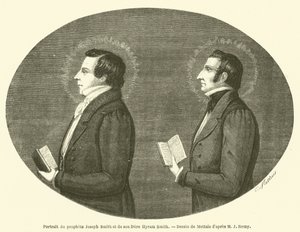 Ritratto del profeta Joseph Smith e di suo fratello Hyram Smith (incisione) da French School