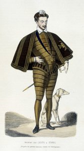 Ritratto a figura intera di Enrico III (1551 - 1589) - in "Francia e i francesi attraverso i secoli" di Augustin Challamel da French School
