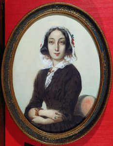 Ritratto in miniatura di George Sand (1804-76) c.1840 da French School