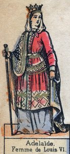 Ritratto di Adele di Savoia (Alix o Adelaide di Moriana) (ca. 1100-1154), moglie di Luigi VI di Francia. (dinastia capetingia). Illustrazione fine XIX secolo.