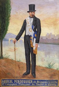 Ritratto di Agricol Perdiguier noto come Avignonais sulle rive del fiume Rodano ad Avignone, c.1860-65 da French School
