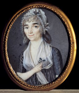 Ritratto di Albertine Marat, sorella di Jean-Paul Marat (1743-1793). Miniatura francese anonima da French School