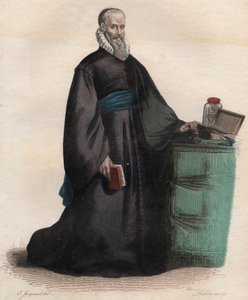 Ritratto di Ambroise Paré (1509-1590), chirurgo francese. Illustrazione da "Le Plutarque Français" di Edmond Mennechet da French School