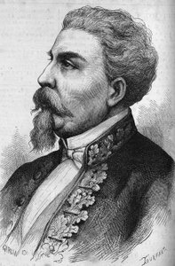 Ritratto di Benedetto Cairoli (1825-1889), statista italiano. Incisione in "Le Monde Illustré" n.1132 del 7 dicembre 1878. da French School