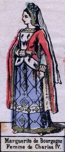 Ritratto di Bianca di Borgogna (ca. 1296-1326), moglie di Carlo IV di Francia. (dinastia capetingia). Illustrazione fine XIX secolo