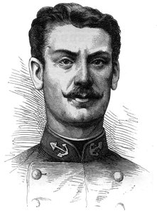 Ritratto del capitano Joseph Gallieni, soldato ed esploratore francese. Incisione in 