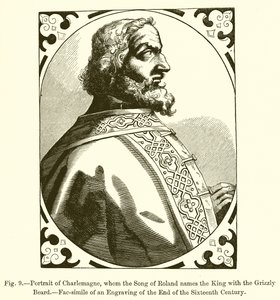Ritratto di Carlo Magno, che la Canzone di Rolando chiama il re dalla barba grigia da French School
