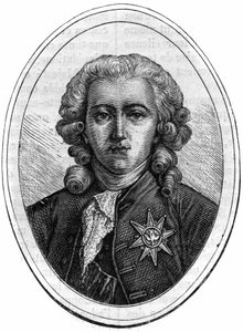 Ritratto di Charles Alexandre de Calonne, politico francese sotto Luigi XVI (1734-1802), controllore finanziario. Incisione in 