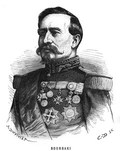 Ritratto di Charles Denis Bourbaki (1816-1897), ufficiale francese. Incisione in "Le Illustrazioni dell