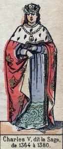 Ritratto di Carlo V di Francia, conosciuto come Carlo il Saggio (1338-1380) (dinastia dei Capetingi). Illustrazione fine XIX secolo.