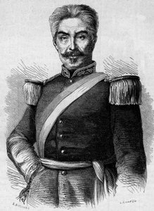 Ritratto di Don Miguel San Roman (1803-1863), Presidente del Perù. Incisione in "Le Monde Illustré" n.320 del 30 maggio 1863