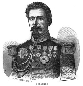 Ritratto di Emile Henry Mellinet (1798-1894) generale francese. Incisione in "Le Illustrazioni dell