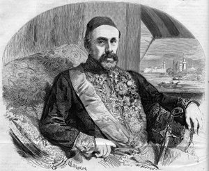 Ritratto di Fouad Pasha (1815-1869), politico e ambasciatore turco. Incisione di Morin in "Il Mondo Illustre" n. 65 del 10 luglio da French School