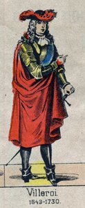 Ritratto di François de Neufville, Duca di Villeroi, Maresciallo di Francia (1644-1730). Immagine di Epinal della fine del XIX secolo. da French School