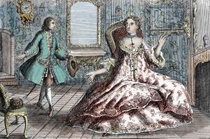 Ritratto del criminale francese Marie Catherine Taperet Lescombat e del suo amante Henri Mongeot da French School