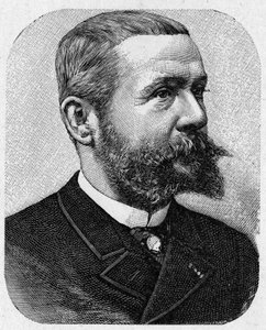 Ritratto di Gaston Tissandier (1843 - 1899), aeronauta francese - in "Album della Scienza; illustri studiosi; Grandi scoperte" 1896. da French School