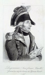 Ritratto del generale Dugommier (1738-1794) comandante delle guardie nazionali della Martinica nel 1790. Incisione del 19° secolo