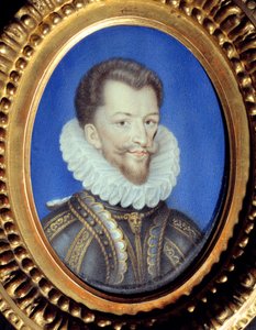 Ritratto di Enrico I di Lorena, Duca di Guisa detto il Balafré (1550-1588). Anonimo gouache su pergamena. XVI secolo Chantilly, Museo Condé da French School
