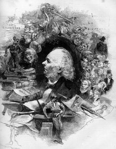 Ritratto di Honore Daumier (1808-1879), caricaturista, pittore e disegnatore francese. Incisione in "Le Monde Illustré" n.1143 del 22 febbraio da French School