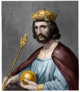 Ritratto di Ugo Capeto (ca. 941 - 996), Duca di Francia e poi Re di Francia - in Histoire des Français di Lavallée, incisione, sd. da French School