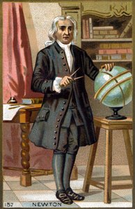 Ritratto di Isaac Newton (1642-1727). Cromolitografia della fine del XIX secolo. da French School