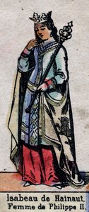 Ritratto di Isabelle de Hainaut (1170-1190), moglie di Filippo II di Francia. Illustrazione fine XIX secolo da French School