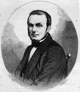 Ritratto di Isidore Geoffroy Saint Hilaire (1805-1861), zoologo francese, figlio di Etienne Geoffroy Saint-Hilaire. Incisione in "Le Monde Illustré" n.241 del 23 novembre da French School