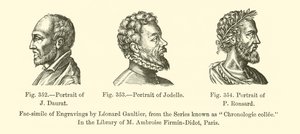 Ritratto di J. Daurat, Ritratto di Jodelle, Ritratto di P. Ronsard (incisione) da French School