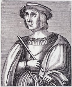 Ritratto di Jacques II de Chabannes (La Palice) - incisione da Luigi XII e Anna di Bretagna di Paul Lacroix, ed. Georges Hurtrel
