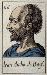 Ritratto di Jean Antoine de Baif (1532-1589), poeta francese membro del movimento della Pleiade. Incisione del XIX secolo da French School