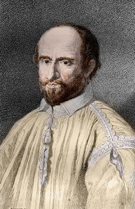 Ritratto di Jean Duvergier de Hauranne, Abate di Saint-Cyran, religioso e teologo francese giansenista, incisione da 