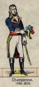 Ritratto di Jean Etienne Championet, generale francese (1762-1800). Immagine di Epinal della fine del XIX secolo